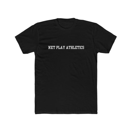 Black NXT Play Athletics adult t-shirt with chest lettering